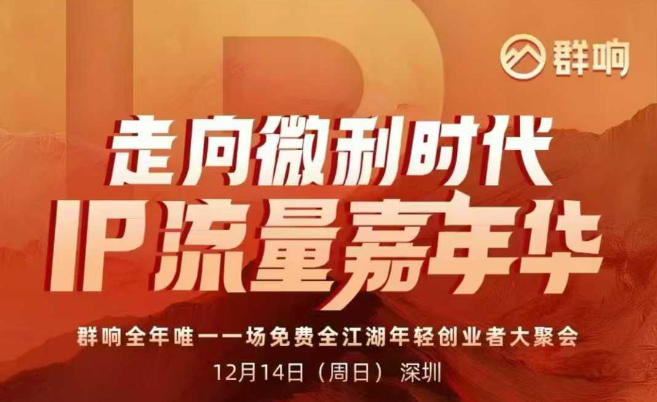 2025ip嘉年华万人12月14深圳线下课，走向微利时代，IP流量嘉年华，实操性极强的商业干货课-A7徐多钱云网创