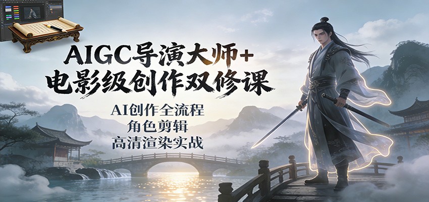 AIGC导演大师+电影级创作双修课：AI创作全流程、角色剪辑、高清渲染实战-A7徐多钱云网创