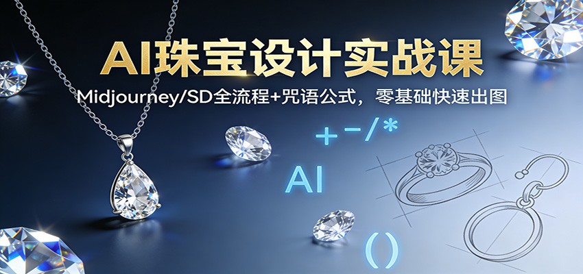 AI珠宝设计实战课：Midjourney/SD全流程+咒语公式，零基础快速出图-A7徐多钱云网创