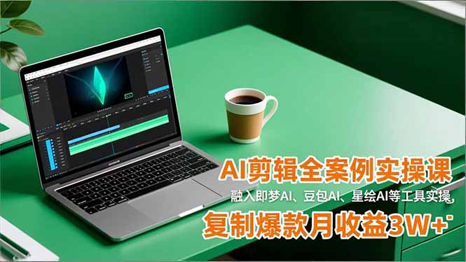 AI剪辑全案例实操课，融入即梦AI、豆包AI、星绘AI等工具实操，复制爆款月收益3W+-A7徐多钱云网创