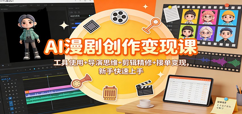AI漫剧创作变现课：工具使用+导演思维+剪辑精修+接单变现，新手快速上手-A7徐多钱云网创