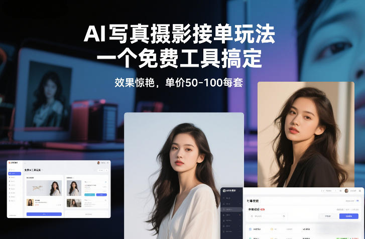 AI写真摄影接单玩法，一个免费工具搞定，效果惊艳，单价50-100每套-A7徐多钱云网创