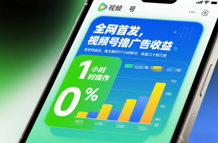 全网首发，视频号撸广告收益，无任何成本，每天操作1个小时即可，收益几十到几张-A7徐多钱云网创