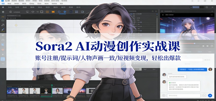 Sora2 AI动漫创作实战课：账号注册/提示词/人物声画一致/短视频变现，轻松出爆款-A7徐多钱云网创