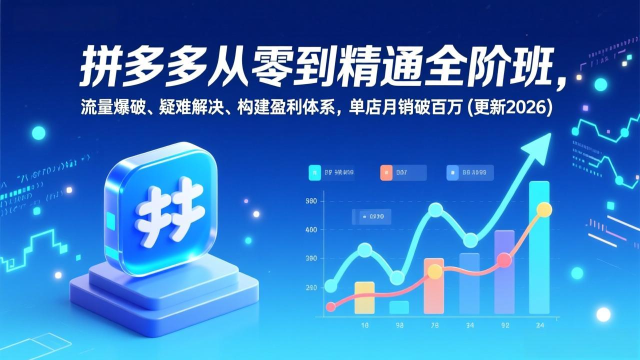 拼多多从零到精通全阶班，流量爆破、疑难解决，构建盈利体系，单店月销破百万(更新2026-A7徐多钱云网创