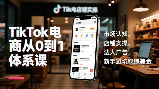 TikTok电商从0到1体系课，市场认知、店铺实操、达人广告，新手避坑稳赚美金-A7徐多钱云网创