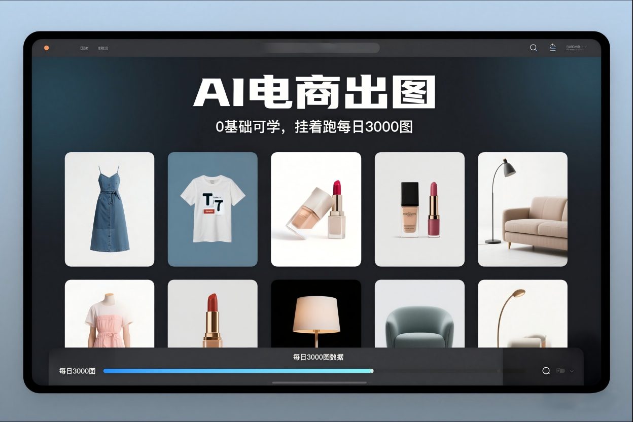 AI电商出图，0基础可学，挂着跑每日3000图-A7徐多钱云网创