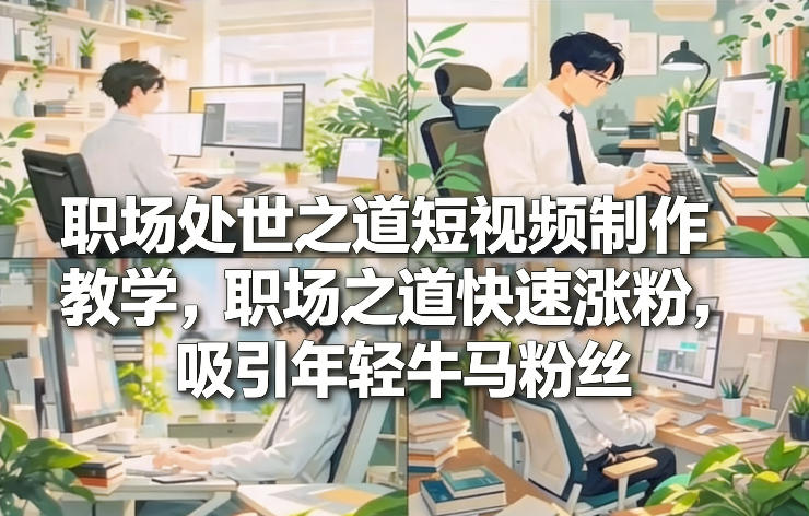 职场处世之道短视频制作教学，职场之道快速涨粉，吸引年轻牛马粉丝-A7徐多钱云网创