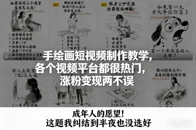 手绘画短视频制作教学，各个视频平台都很热门，涨粉变现两不误-A7徐多钱云网创