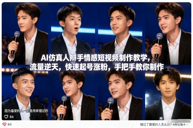 AI仿真人辩手情感短视频制作教学，流量逆天，快速起号涨粉，手把手教你制作-A7徐多钱云网创