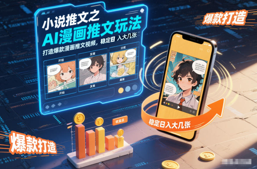 小说推文之AI漫画推文玩法，打造爆款漫画推文视频，稳定日入大几张-A7徐多钱云网创