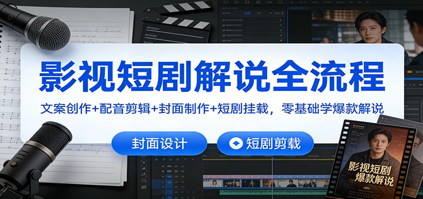 影视短剧解说全流程：文案创作+配音剪辑+封面制作+短剧挂载，零基础学爆款解说-A7徐多钱云网创