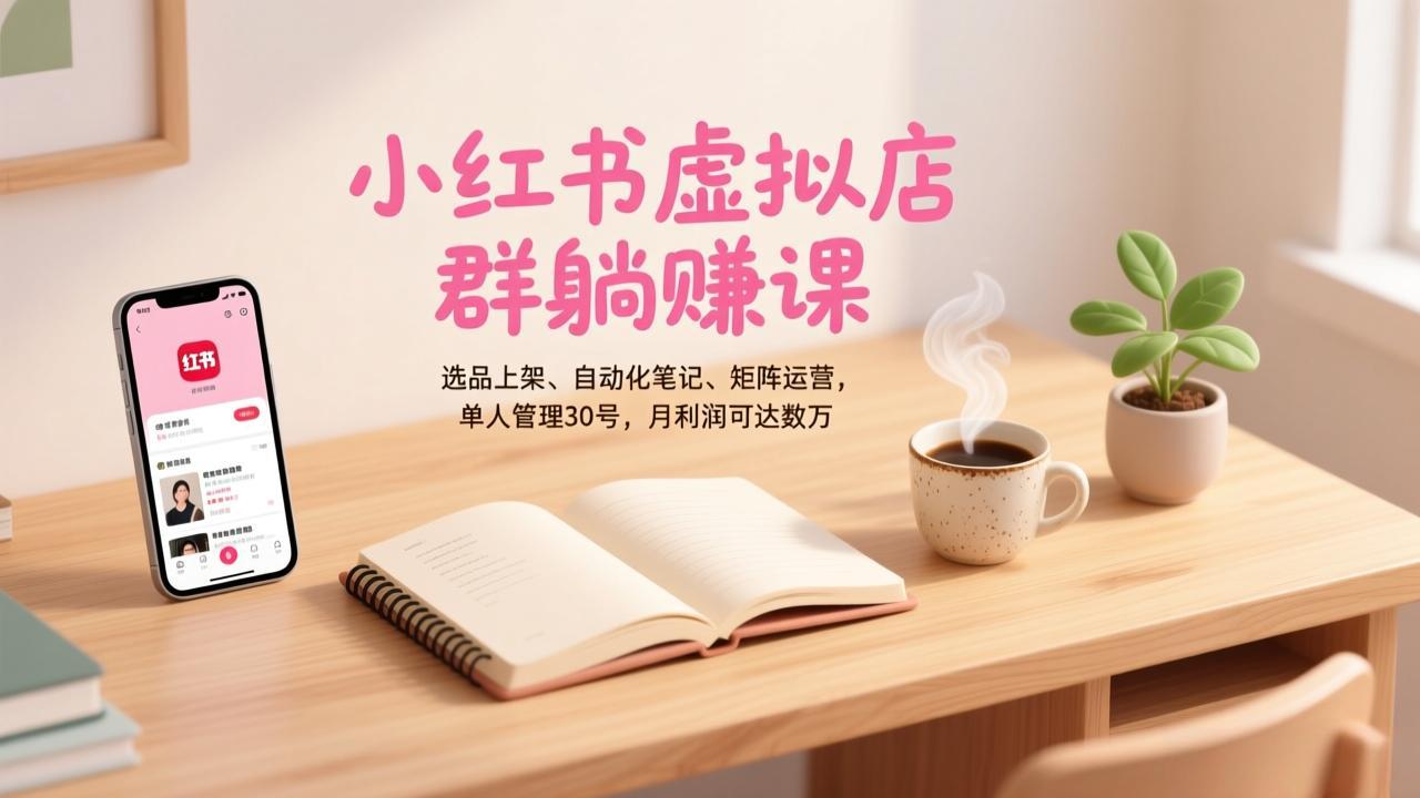 小红书虚拟店群躺赚课，选品上架、自动化笔记、矩阵运营，单人管理30号，月利润可达数万-A7徐多钱云网创