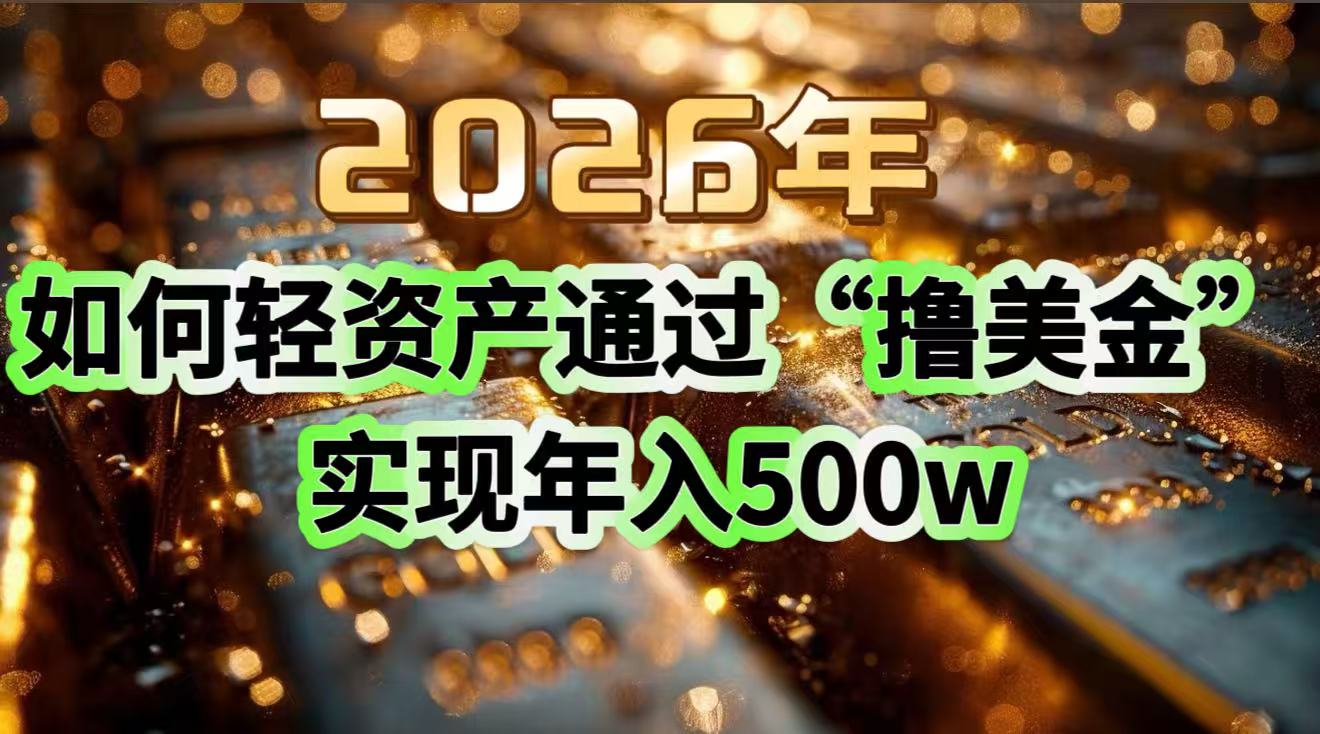 2026年如何轻资产通过“撸美金”实现年入500w-A7徐多钱云网创
