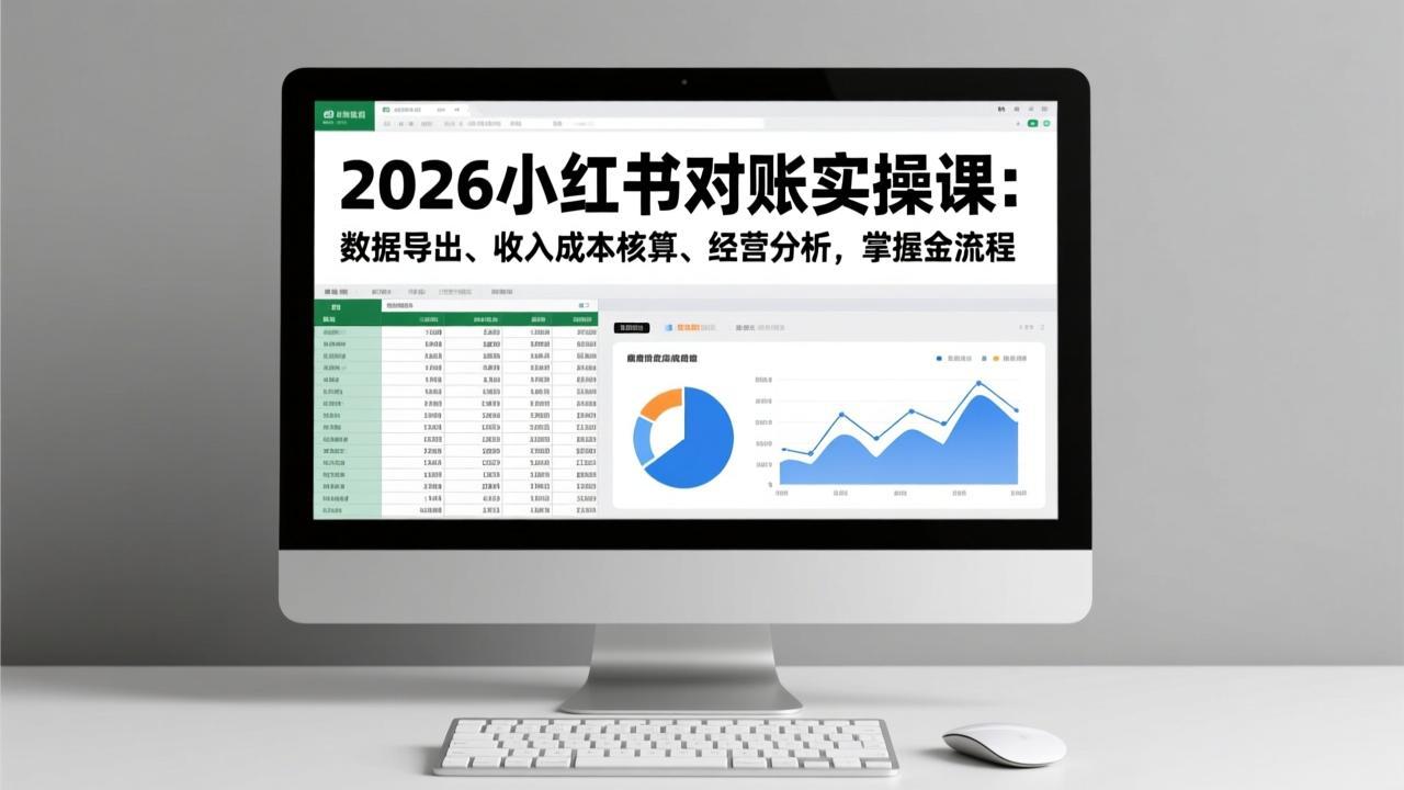 2026小红书对账实操课：数据导出、收入成本核算、经营分析，掌握全流程-A7徐多钱云网创