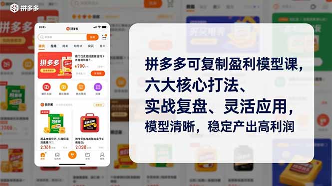 拼多多可复制盈利模型课，六大核心打法、实战复盘、灵活应用，模型清晰，稳定产出高利润-A7徐多钱云网创