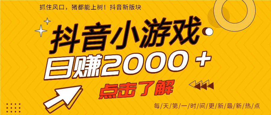 5年爆火的抖音小游戏项目，一部手机日入2000+-A7徐多钱云网创