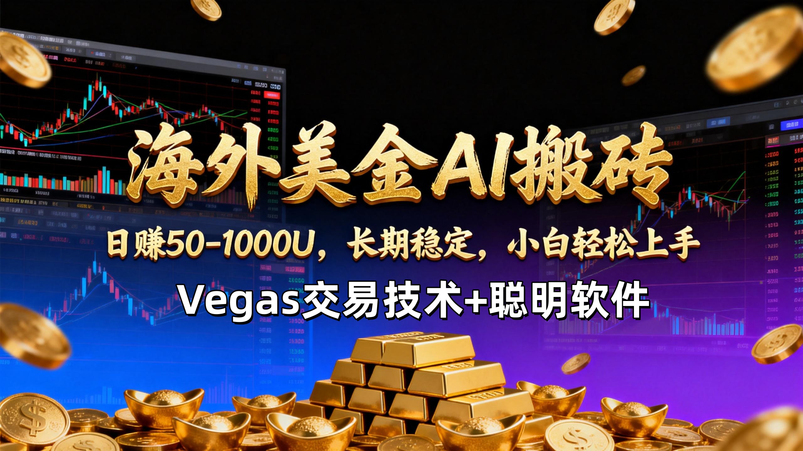 【海外美金AI搬砖】Vegas交易技术+聪明软件，日赚50-1000U，长期稳定，小白轻松上手。-A7徐多钱云网创