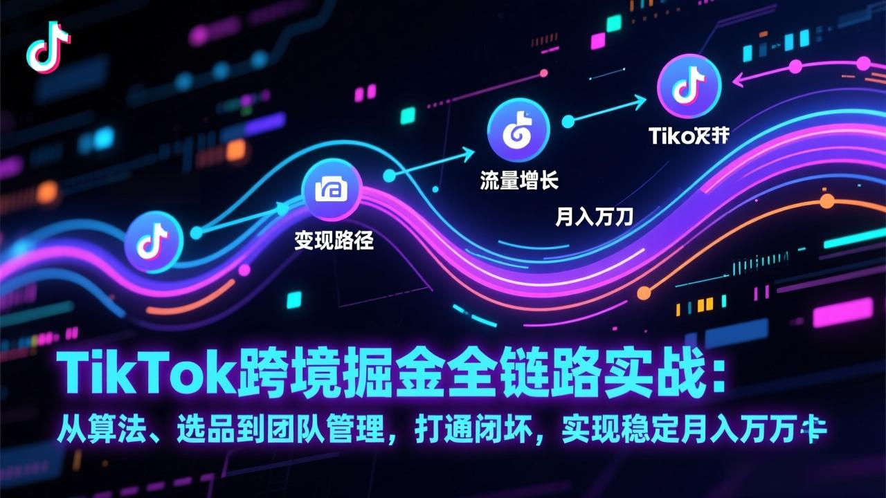 TikTok跨境掘金全链路实战：从算法、选品到团队管理，打通闭环，实现稳定月入万刀-A7徐多钱云网创