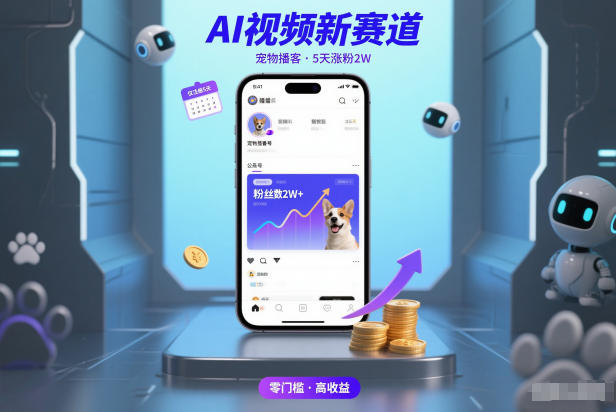 AI视频新赛道,宠物播客仅注册5天涨粉2W,收益非常可观-A7徐多钱云网创