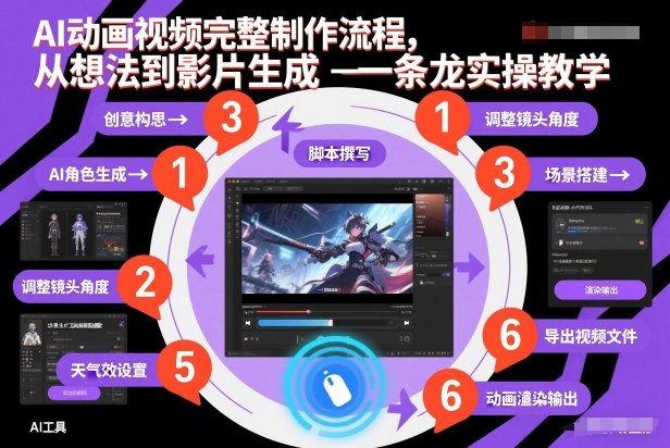 AI动画视频完整制作流程，从想法到影片生成一条龙实操教学-A7徐多钱云网创