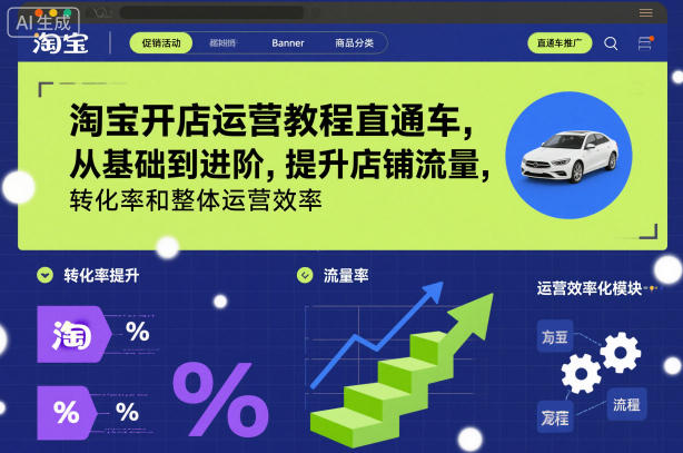 淘宝开店运营教程直通车，从基础到进阶，提升店铺流量，转化率和整体运营效率(更新26年1月)-A7徐多钱云网创