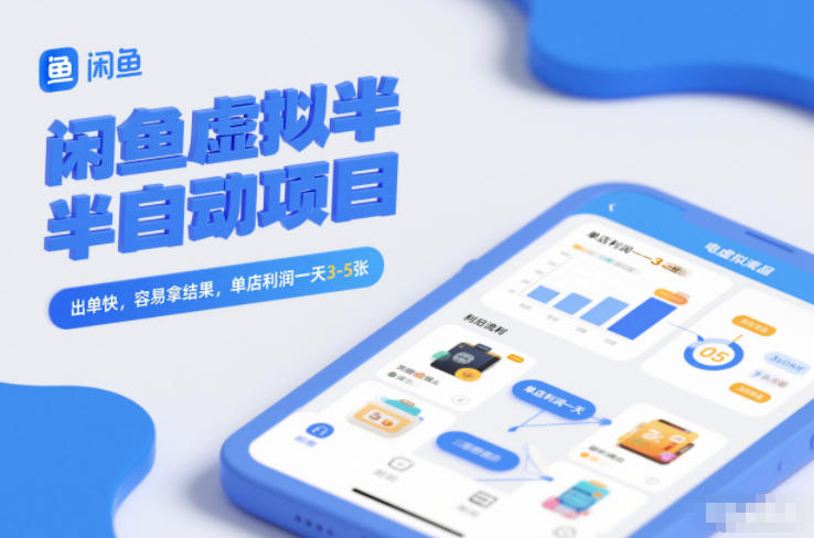 闲鱼虚拟半自动项目，出单快，容易拿结果，单店利润一天3-5张-A7徐多钱云网创