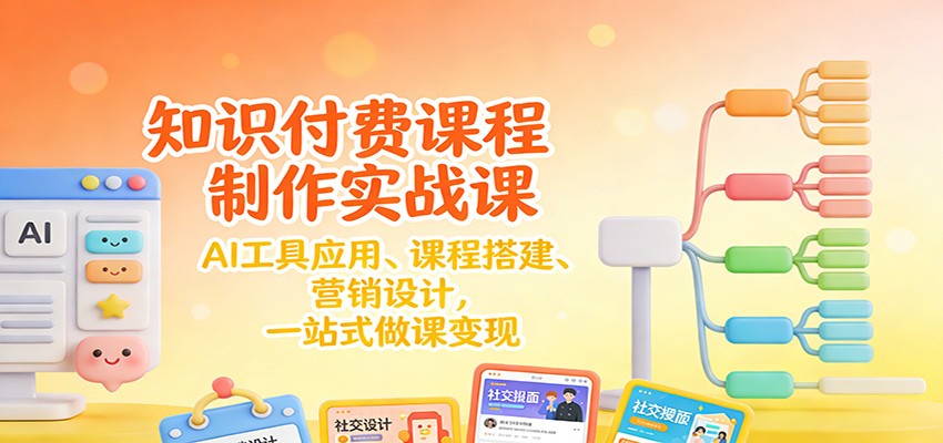 知识付费课程制作实战课：AI工具应用 、课程搭建、营销设计，一站式做课变现-A7徐多钱云网创