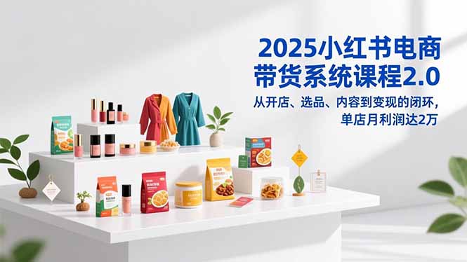 2025小红书电商带货系统课程2.0，从开店、选品、内容到变现的闭环，单店月利润达2万-A7徐多钱云网创
