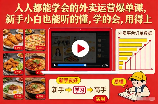 人人都能学会的外卖运营爆单课，新手小白也能听的懂，学的会，用得上-A7徐多钱云网创