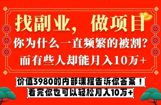 价值3980的网创内部课程，告诉你互联网创业月入10个W的秘密【揭秘】-A7徐多钱云网创