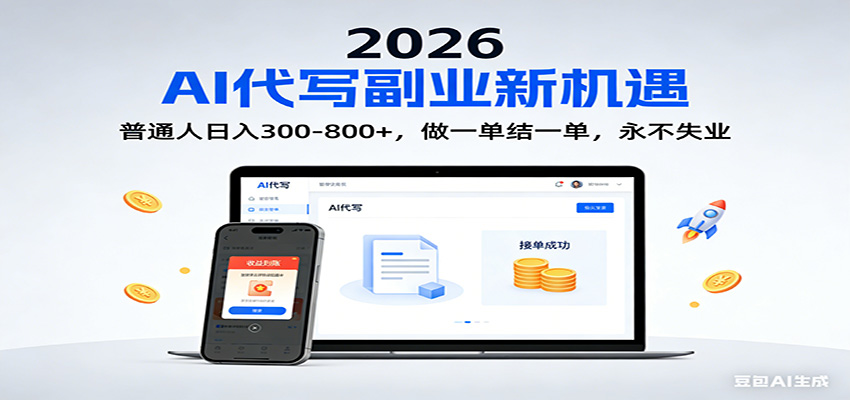 2026 副业首选！AI 代写日入 300-800，普通人0门槛，做一单结一单！-A7徐多钱云网创