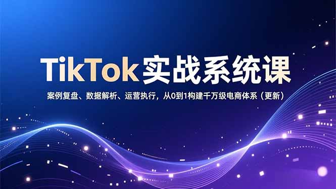TikTok实战系统课，案例复盘、数据解析、运营执行，从0到1构建千万级电商体系(更新-A7徐多钱云网创