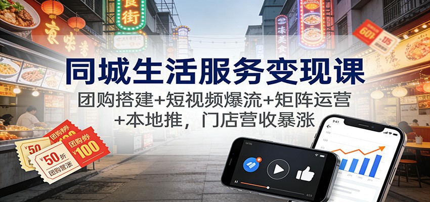 同城生活服务变现课：团购搭建+短视频爆流+矩阵运营+本地推，门店营收暴涨-A7徐多钱云网创