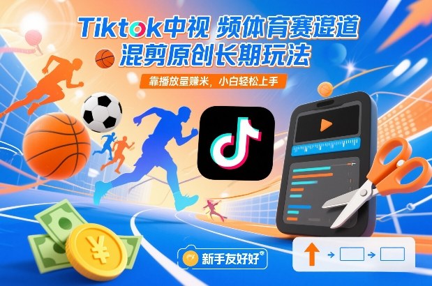 Tiktok中视频体育赛道混剪原创长期玩法，靠播放量賺米，小白轻松上手-A7徐多钱云网创