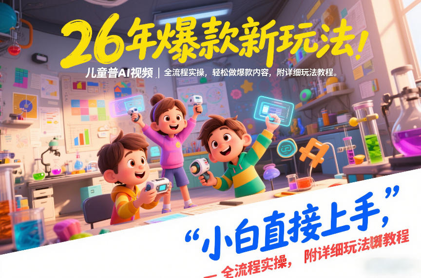 26年爆款新玩法，儿童科普AI视频，全流程实操，轻松做爆款内容，小白直接上手，附详细玩法教程-A7徐多钱云网创