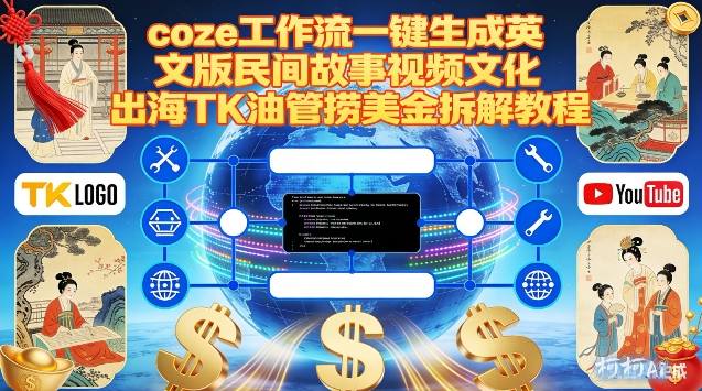 Coze扣子工作流一键生成英文版民间故事视频，文化出海TK油管捞美金拆解教程-A7徐多钱云网创