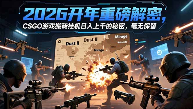 2026开年重磅解密，CSGO游戏搬砖挂机日入上千的秘密，毫无保留-A7徐多钱云网创