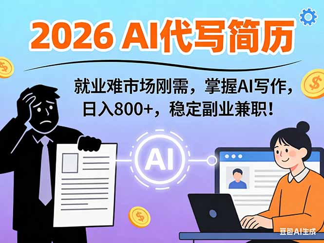AI代写简历，超暴利，用万能模板月入1-3万实战教程，2026年市场刚需！-A7徐多钱云网创