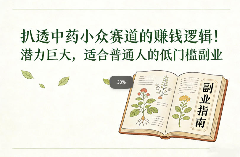 扒透中药小众赛道的賺米逻辑，潜力巨大，适合普通人的低门槛副业-A7徐多钱云网创