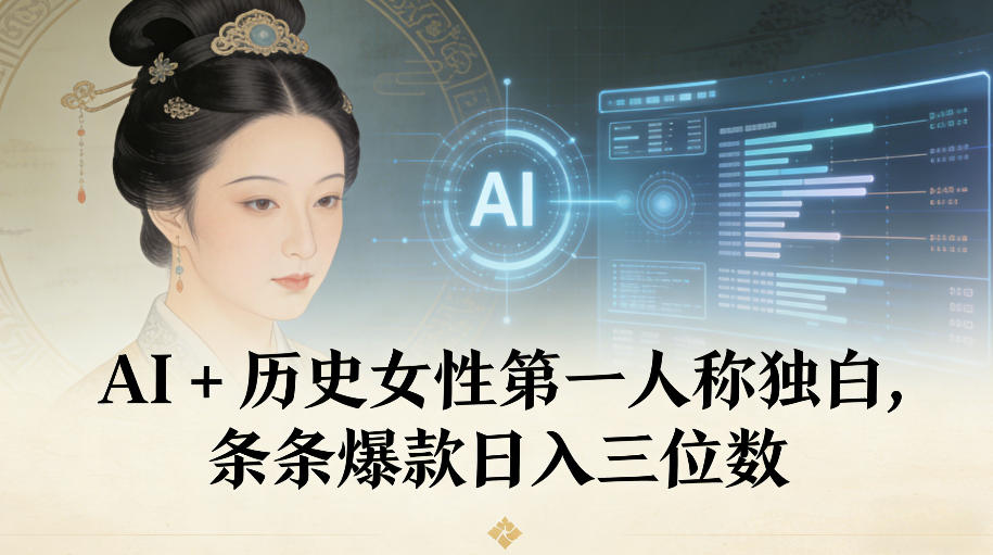 AI+历史女性第一人称独白，条条爆款日入三位数-A7徐多钱云网创