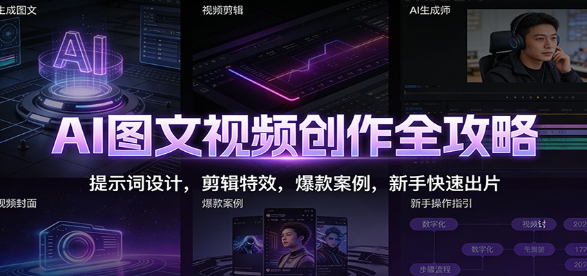 AI图文视频创作全攻略：提示词设计，剪辑特效，爆款案例，新手快速出片-A7徐多钱云网创