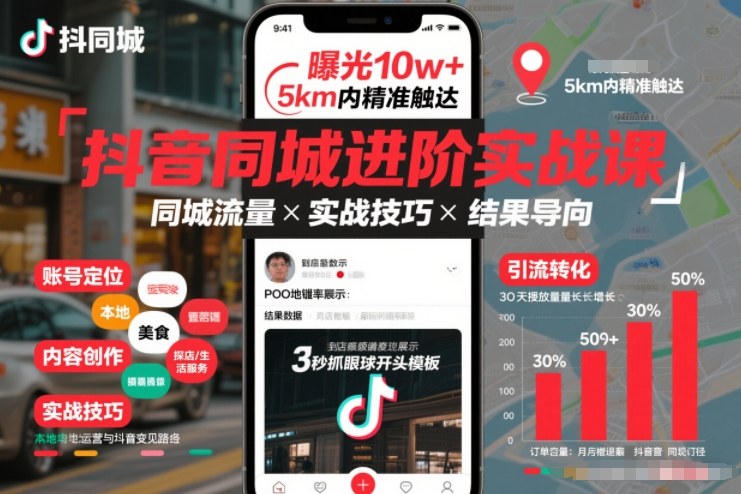抖音同城进阶实战课，助你同城流量拿到结果-A7徐多钱云网创