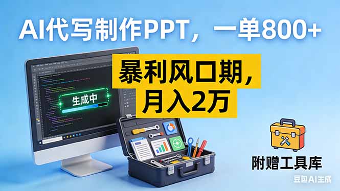AI代写制作PPT，一单800+， 暴利风口期，月入2万【附工具】-A7徐多钱云网创