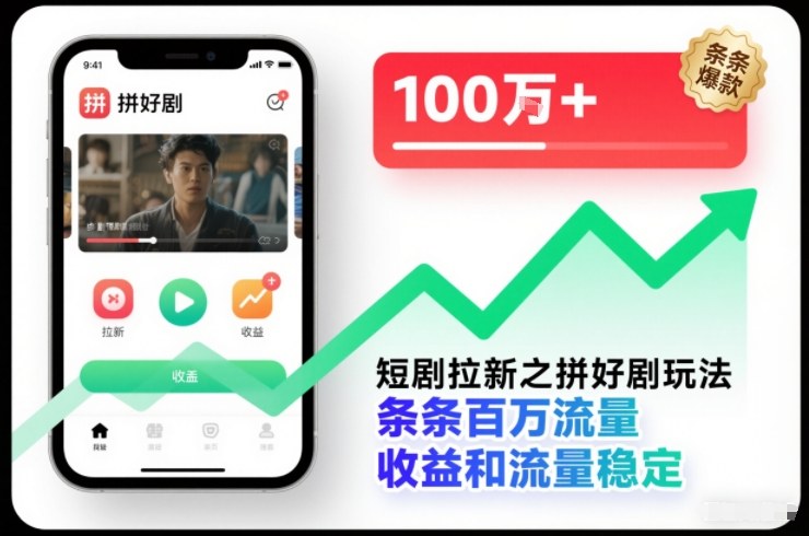 短剧拉新之拼好剧玩法，条条百万流量，收益和流量稳定-A7徐多钱云网创
