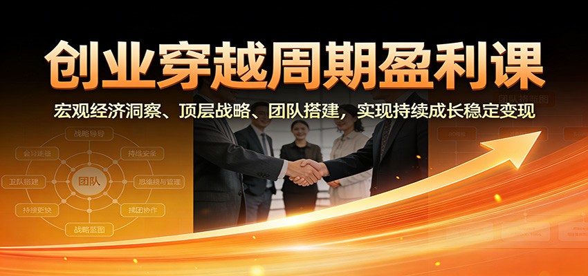 创业穿越周期盈利课：宏观经济洞察、顶层战略、团队搭建，实现持续成长稳定变现-A7徐多钱云网创