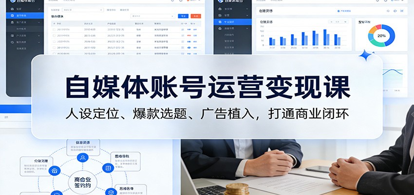 自媒体账号运营变现课：人设定位、爆款选题、广告植入，打通商业闭环-A7徐多钱云网创