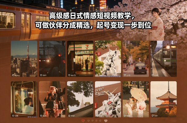 高级感日式情感短视频教学，可做伙伴分成精选，起号变现一步到位-A7徐多钱云网创