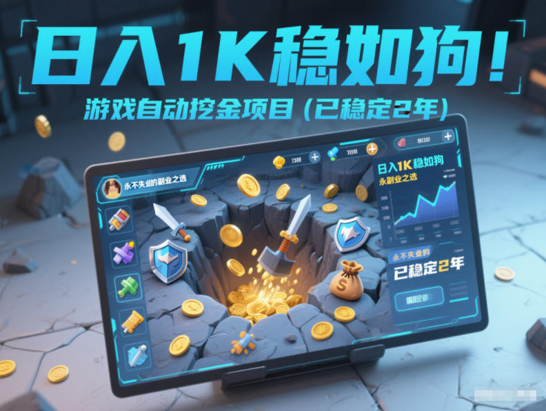 日入1K稳如狗！游戏自动挖金项目(已稳定2年)，永不失业的副业之选【揭秘】-A7徐多钱云网创