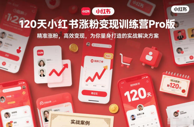 120天小红书涨粉变现训练营Pro版，精准涨粉，高效变现，为你量身打造的实战解决方案-A7徐多钱云网创